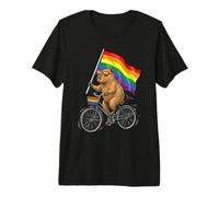 LGBTQ Pride Flag Gay Capybara Riding a Bicycle Ally Premium T-Shirt