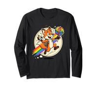 LGBTQ Pride Fox Explorer with Compass Rainbow Badge Long Sleeve T-Shirt
