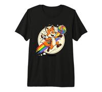 LGBTQ Pride Fox Explorer with Compass Rainbow Badge Premium T-Shirt