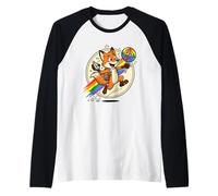LGBTQ Pride Fox Explorer with Compass Rainbow Badge Raglan Baseball Tee
