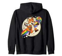 LGBTQ Pride Fox Explorer with Compass Rainbow Badge Zip Hoodie