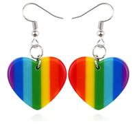 LGBTQ+ Pride Heart Earrings - Rainbow, Bisexual & More Flag Jewelry for Pride Month, Parades, Festivals, Cosplay & Parties