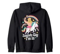LGBTQ Pride Month Gay | Sounds Gay Funny Unicorn Gay Pride Zip Hoodie