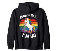 LGBTQ Pride Month Gay | Sounds Gay Funny Unicorn Gay Pride Zip Hoodie