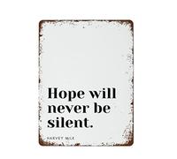 LGBTQ Pride Poster Quote Hope Will Never Be Silent Gay Pride Pride Art for Pride Funny Vintage Metal Tin Sign For Bedroom Living Room Kitchen Yard Garden Wall Decor Gift 12 x 8 Inch Outdoor and Indoor