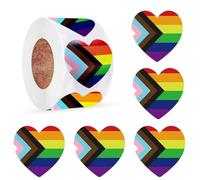 LGBTQ Pride Stickers- 1000Pcs Rainbow Sticker Labels, Accessories Heart Shape Rainbow Stickers for Lesbian Bisexual Pride Month Parades Pride Decorations, Party Supplies