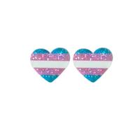 LGBTQ Pride Stud Earrings Glitter Rainbow Love Heart Acrylic Earrings Progress Gay Lesbian Trans Jewelry, Acrylic, No Gemstone