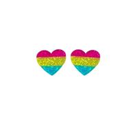LGBTQ Pride Stud Earrings Glitter Rainbow Love Heart Acrylic Earrings Progress Gay Lesbian Trans Jewelry, Acrylic, No Gemstone