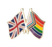 LGBTQ Progress Pride Arrow & Union Jack UK National Flag Metal Enamel Pin Badge - Friendship Lapel Brooch 2.4 x 1.9 cm - Pride and British Identity Symbol