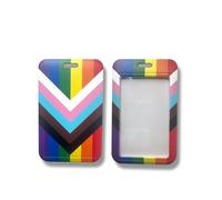 LGBTQ Progress Pride Flag Card Holder, ID Badge Holder with Lanyard Slot (2)