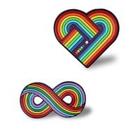 LGBTQ Rainbow Enamel Pins Set - Infinity Symbol & Woven Heart Pride Pins for Jackets Bags Clothes - 2PCS LGBTQ+ Ally Lapel Pins for Equality Love Support Visibility, 1, Iron, no gemstone