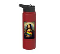 LGBTQ Rainbow Mona Lisa Heart Equality Pride Gender Kindness Stainless Steel Insulated Water Bottle