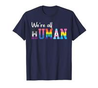 LGBTQ We're All Human LGBT Pride Flag Equality T-Shirt, Men, Navy Blue, 6X-Large