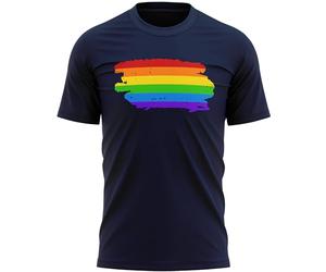 LGBTQI Rainbow Brush Stroke Mens T Shirt History Month Top Pride Sexuality Gender Identity, M, Navy