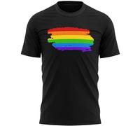 LGBTQIA+ Rainbow Brush Stroke Mens T Shirt History Month Top Pride Sexuality Gender Identity, S, Black