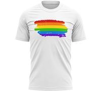 LGBTQIA+ Rainbow Brush Stroke Mens T Shirt History Month Top Pride Sexuality Gender Identity, S, White