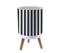 LGCZNWDFHTZ Small Trash Can with Lid for Bathroom Kitchen Office Diaper Black White Stripes Bedroom Garbage Trash Bin Dog Proof Waste Basket Cute Decorative