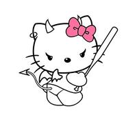 LGDQ car sticker 13cm x 11.8cm Hello Kitty Cute Devil Horns Sticker Laptop Decal Car Styling Motor Helmet Decor Auto Accessories