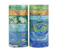 LGEGE 10 Rolls Eternal Gallery Washi Tape Set,10/15/30mm Wide,Starry Night, Sunflower Painting,Japanese Masking Tape Décor for Scrapbook,Bullet Journal,Gift Wrapping,DIY Craft (2m)