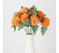 LGEGE 10PCS Artificial Chrysanthemum Balls - Orange Fake Hydrangea Flowers for Autumn Home Decor Wedding Bouquet Arrangements Table Centerpieces (29cm Long)(No Vase)
