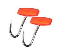 LGEGE 2 PCS Stainless Steel T Hooks with Orange Hook Plug,T-Handle Meat Boning Hook for Kitchen Butcher Shop Restaurant Tool (2xPlastic Orange Handle)