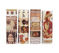 LGEGE 20 Rolls Artistic Portraits Washi Tape Set,5/10/15/20/25/30/40/100mm Wide,Stills, Celebrities, Beauty,Gold Foil Masking Tape Décor for Scrapbook,Bullet Journal,Gift Wrapping,DIY Craft (2m)