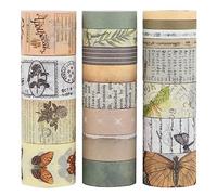 LGEGE 20 Rolls Backyard Washi Tape Set, 5/10/15/20/25 mm Wide, Butterfly,Plant Pattern, Japanese Masking Tape Décor for Scrapbook,Bullet Journal,Gift Wrapping,DIY Craft (4m)