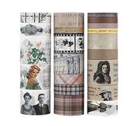 LGEGE 20 Rolls British College Washi Tape Set, 5/10/15/20/25mm Wide, Masking Tape Décor for Scrapbook,Bullet Journal(2m)