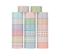 LGEGE 20 Rolls Grid Washi Tape Set, 20mm Wide, Colorful Checked Pattern, Japanese Masking Tape Décor for Scrapbook,Bullet Journal,Gift Wrapping,DIY Craft (2m)