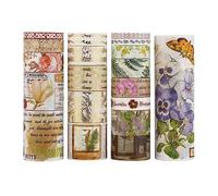 LGEGE 20 Rolls Jungle Story Washi Tape Set,5/10/15/20/25/30/40/100mm Wide,Ferns,Flowers,Butterfly Element,Gold Foil Masking Tape Décor for Scrapbook,Bullet Journal,Gift Wrapping,DIY Craft (2m)