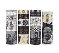LGEGE 20 Rolls Light and Shadow Washi Tape Set,5/10/15/20/25/30/40/100mm Wide,Film, Photographs, Clocks Element,Gold Foil Masking Tape Décor for Scrapbook,Bullet Journal,Gift Wrapping(2m)