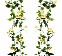 LGEGE Artificial Morning Glory Vines 2-Pack - 90 Inch Fake Hanging Plants for Wall Fence Decor, Greenery Garland for Wedding Party Home Decoration
