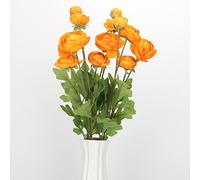 LGEGE Artificial Silk Flowers Persian Buttercup 3 Pcs for Floral Arrangements, Orange Fake Vase Flower for Home Kitchen Office Hotel Decor Indoor