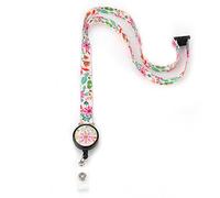 LGEGE Breakaway Lanyard with Retractable Badge Reel, Safety Breakaway Buckle, ID Badge Access Card Attendance Card Key Holder, Artistic Design (Flowers & Leaves)