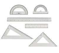 LGEGE Math Ruler Geometry Tool Set 18 Pcs,10/12cm Protractor, 15/23cm Triangle Rulers,15/30cm Straight Ruler, Plastic Transparent Measuring Tool for School Office Home Supplies