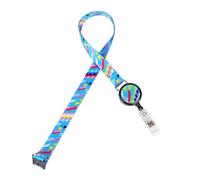 LGEGE Retractable Badge Reel and Lanyard Combo - Breakaway Safety Design, Colorful Geometric Figure Pattern, ID Badge/USB/Access Card/Key Holder (47cm