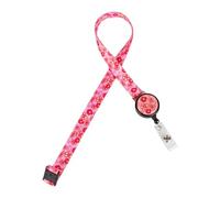 LGEGE Retractable Badge Reel and Lanyard Combo - Breakaway Safety Design, Red Flowers Pattern, ID Badge/USB/Access Card/Key Holder (47cm