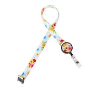 LGEGE Retractable Badge Reel and Lanyard Combo - Breakaway Safety Design, Summer Flowers Pattern, ID Badge/USB/Access Card/Key Holder (47cm