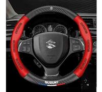 LGFDC Car Steering Wheel Cover Leather for Suzuki S-Cross 2014-2024, Steering Wheel Protector Anti Slip Breathable Auto Interior Accessories,Red