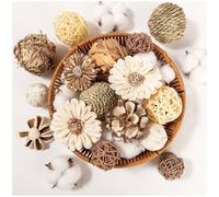 LGFMGWH 17Pcs Vintage Decorative Balls for Potpourri Bowl Filler, Bowl Filler for Table Centerpiece Home Decor, Woven Rattan Wicker Balls, Rattan Wicker Orbs Fillers for Vase Jar Dough Bowl