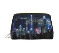 LGHDFYO Aerial Night Of View Hong Kong Toiletry Travel Bag, Portable Cosmetic Organizer For Women, On-The-Go, White, One Size
