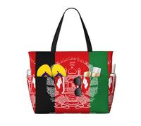 LGHDFYO Afghanistan Flag Extra Large Tote Bag for Women Foldable Beach Bag with Pocket Weekend Travel Overnight Bag, black, One Size