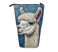 LGHDFYO Alpaca Llama 1 Pack Telescopic Pen Case For Women Men,Cute Standing Stationary Pouch With Zipper For Office, Black, One Size, Fashion
