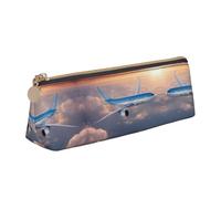 LGHDFYO Beautiful Sky Airplane Triangular Pencil Case,Pencils Pouch Large Capacity For Men And Women Artists Home Office, White, One Size, Fashion
