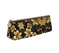 LGHDFYO Black And Gold Flowers Triangular Pencil Case,Pencils Pouch Large Capacity For Men And Women Artists Home Office, White, One Size, Fashion