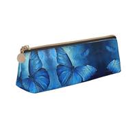 LGHDFYO Blue Butterfly Triangular Pencil Case,Pencils Pouch Large Capacity For Men And Women Artists Home Office