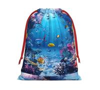 LGHDFYO Colorful Ocean Theme Printing 1 Pc Fashion Drawstring Gift Bag,Red Ribbon Easy Closing,Gift Wrapping For Christmas Halloween