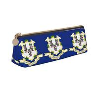 LGHDFYO Connecticut State Flag Triangular Pencil Case,Pencils Pouch Large Capacity For Men And Women Artists Home Office, White, One Size, Fashion