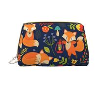 LGHDFYO Cute Animal Fox Flower Toiletry Travel Bag, Portable Cosmetic Organizer For Women, On-The-Go, White, One Size