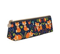 LGHDFYO Cute Animal Fox Flower Triangular Pencil Case,Pencils Pouch Large Capacity For Men And Women Artists Home Office, White, One Size, Fashion